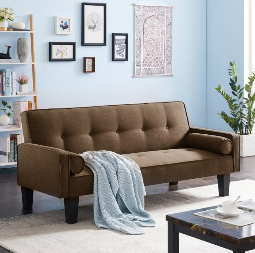 🛋️ Upholstered fabric sofa with buttons