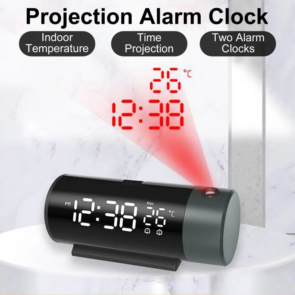 USB Charging Electronic Projection Dual Alarm Clock