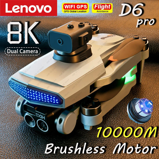 Lenovo D6 PRO Drone Professional WIFI GPS Brushless Motor Dual Camera 8K