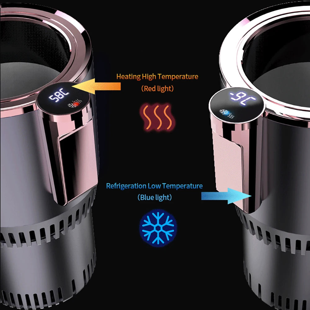 2 In1 Car Heating Cooling Cup 12V Smart Car Cup Holder Digital Temperature Display Drink Cup Warmer Cooler Mini Car Refrigerator