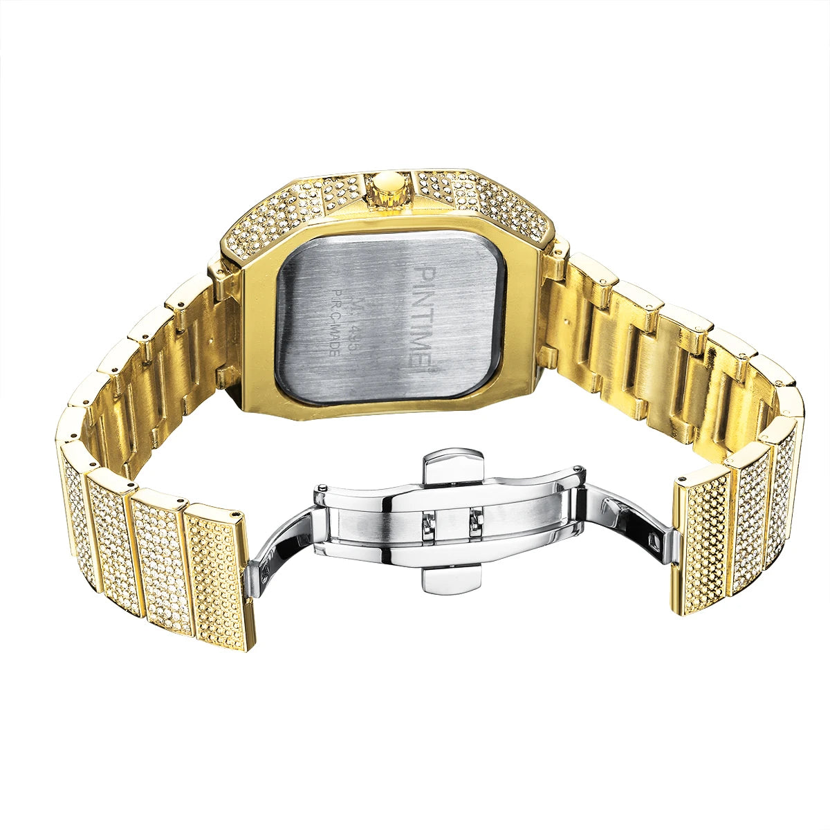 PINTIME Men's Quartz Watch Square Diamond