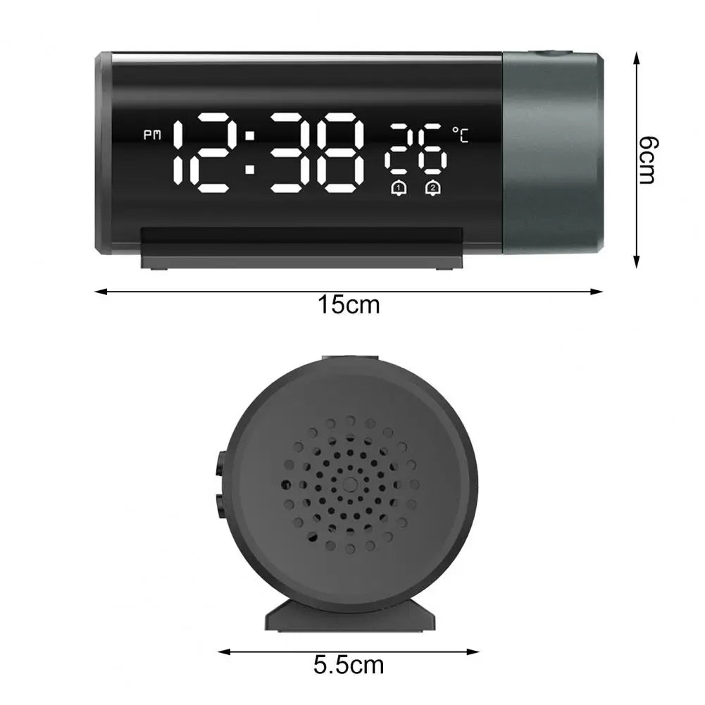 USB Charging Electronic Projection Dual Alarm Clock