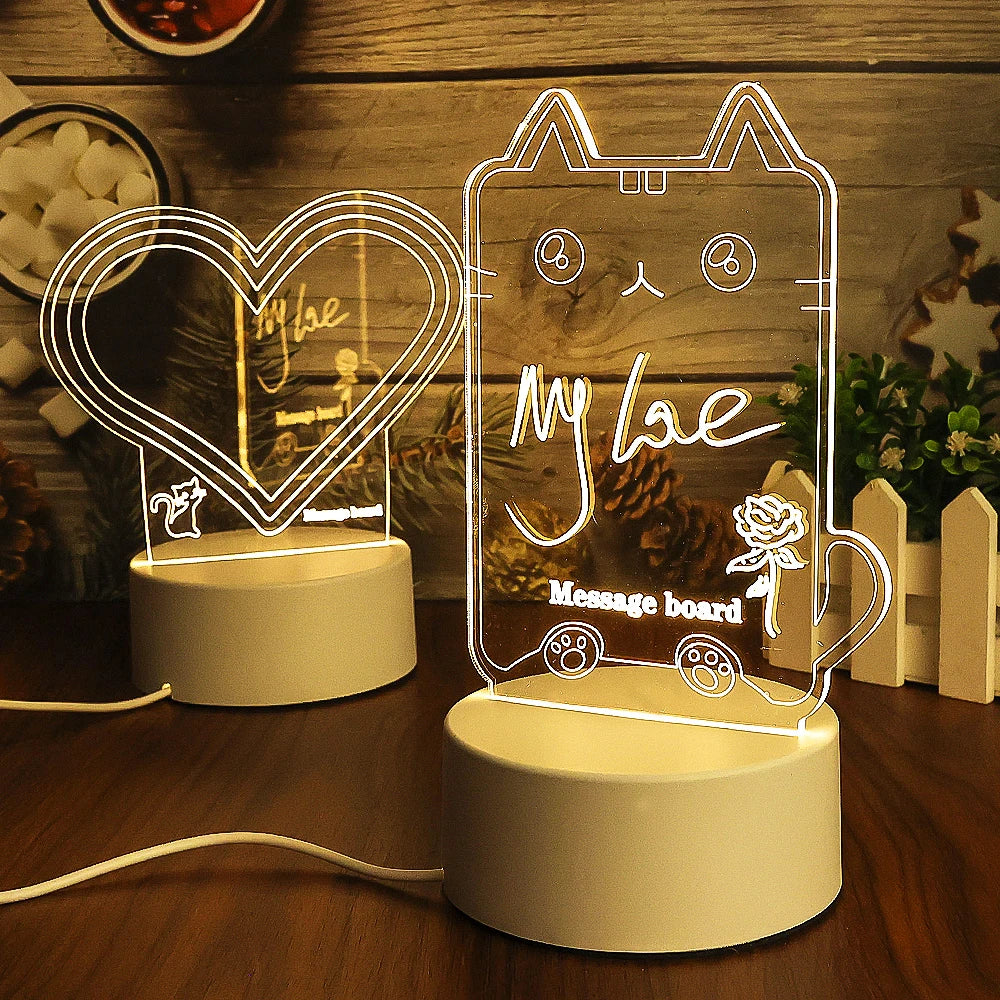 Creative Note Board Creative Led Night Light USB Message Board Holiday Light With Pen Gift For Children Girlfriend Decoration Night Lamp